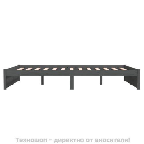 Рамка за легло, сива, масивно дърво, 140х190 см