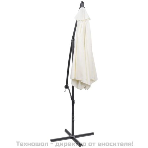 Конзолен градински чадър 3 м пясъчнобял