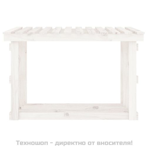 Поставка за дърва за огрев, бяла, 108x64,5x77 см, бор масив