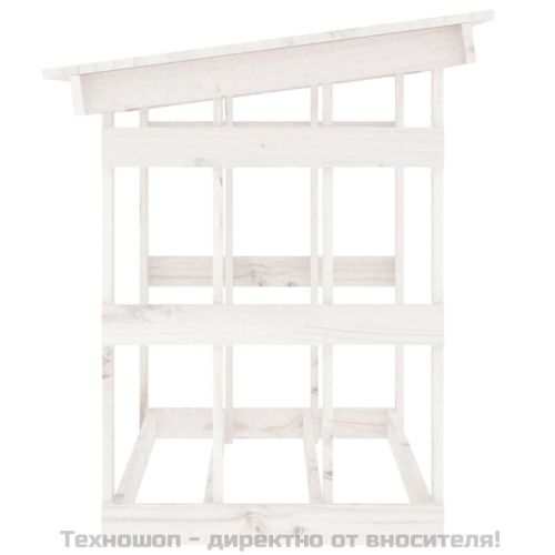 Поставка за дърва за огрев, бяла, 108x64,5x77 см, бор масив