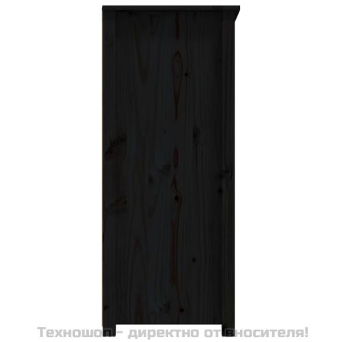 Сайдборд, черен, 83x41,5x100 см, бор масив