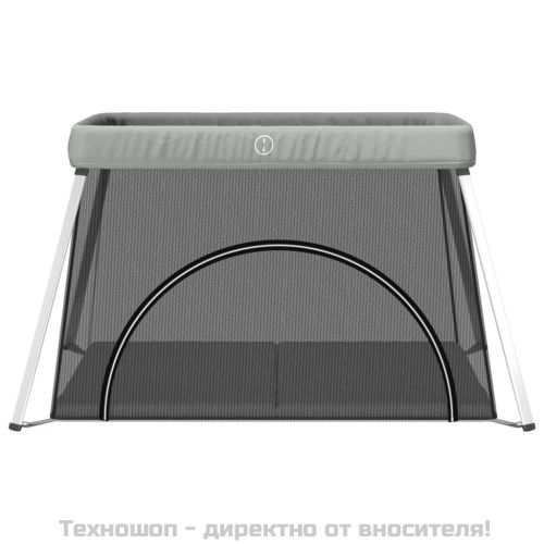 Бебешка кошара с матрак, светлосива, ленен плат