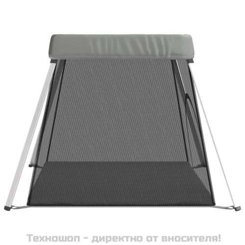 Бебешка кошара с матрак, светлосива, ленен плат