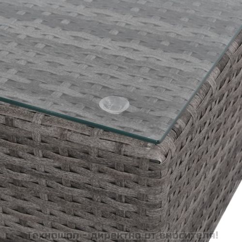 Градински комплект с възглавници, 6 части, полиратан, сив