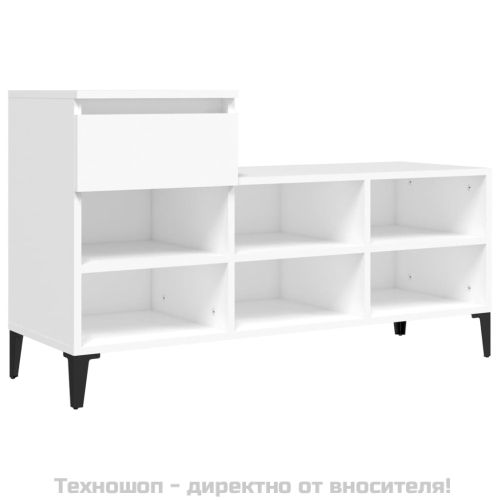 Шкаф за обувки, бял, 102x36x60 см, инженерно дърво