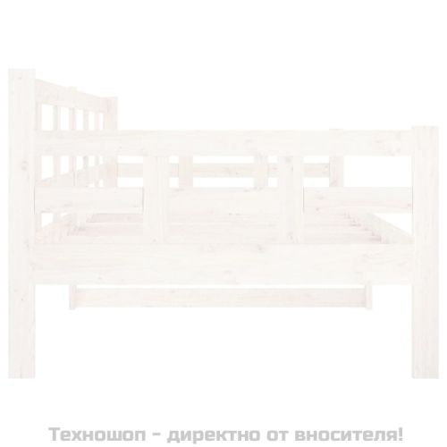 Дневно легло без матрак, бял, борово дърво масив, 90x200 см