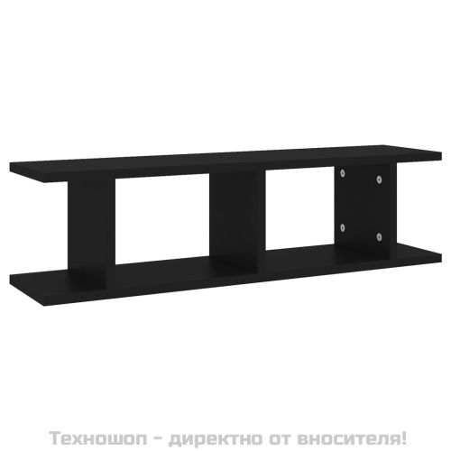 Стенни рафтове, 2 бр, черни, 75x18x20 см, инженерно дърво