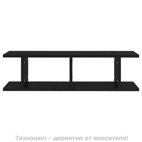 Стенни рафтове, 2 бр, черни, 75x18x20 см, инженерно дърво