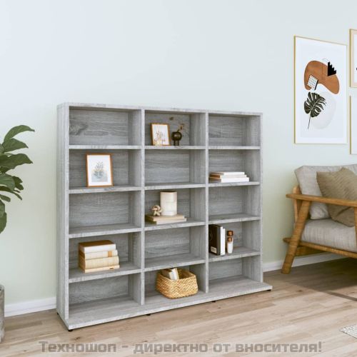 Етажерка за дискове сив сонома 100x23x89,5 см инженерно дърво