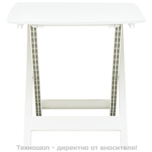 Сгъваема градинска маса, бяла, 79x72x70 см, пластмаса