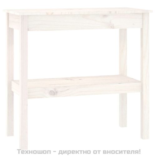 Конзолна маса бяла 80x40x75 см борово дърво масив