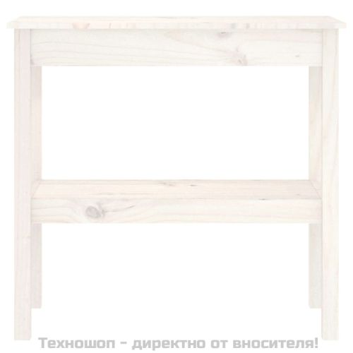 Конзолна маса бяла 80x40x75 см борово дърво масив