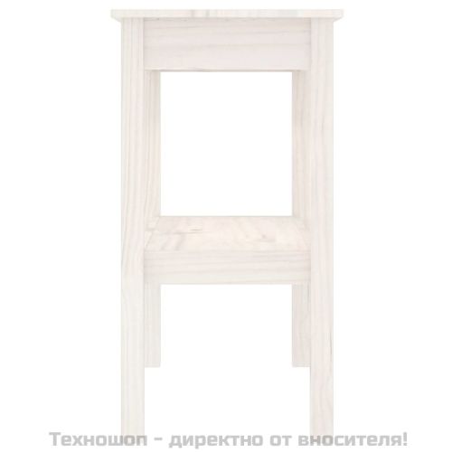 Конзолна маса бяла 80x40x75 см борово дърво масив