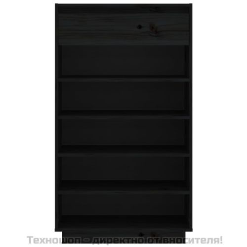 Шкаф за обувки, черен, 60x34x105 см, бор масив