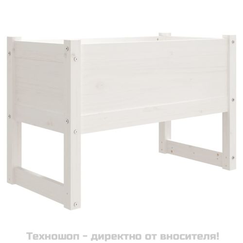 Плантер, бяла, 78x40x52 см, борово дърво масив