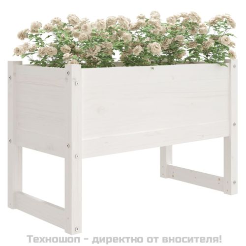 Плантер, бяла, 78x40x52 см, борово дърво масив