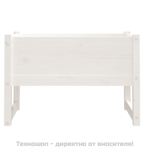 Плантер, бяла, 78x40x52 см, борово дърво масив