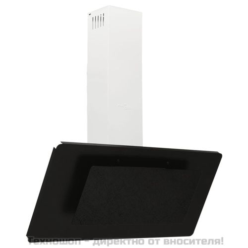 Стенен абсорбатор, 90 см, инокс и закалено стъкло, черен