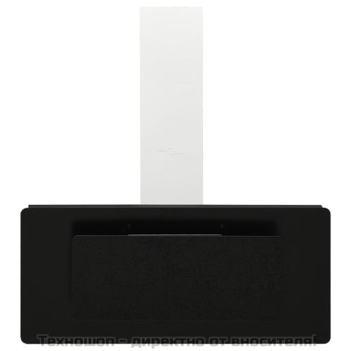 Стенен абсорбатор, 90 см, инокс и закалено стъкло, черен