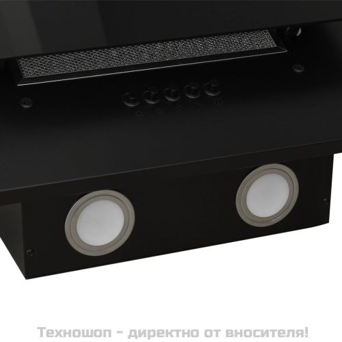 Стенен абсорбатор, 90 см, инокс и закалено стъкло, черен