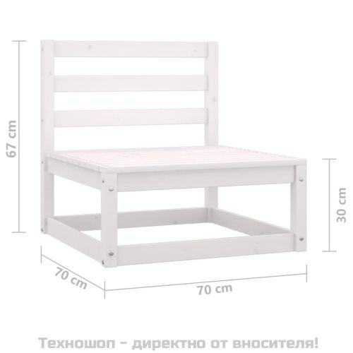 Градински средни дивани, 2 бр, бели, бор масив