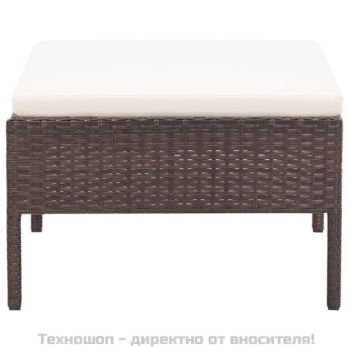 Градински комплект с възглавници, 3 части, кафяв полиратан