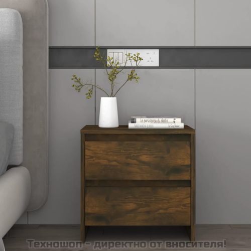 Нощни шкафчета 2 бр опушен дъб 45x34,5x44,5 см инженерно дърво