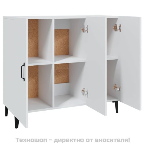 Сайдборд, бял, 90x34x80 см, инженерно дърво