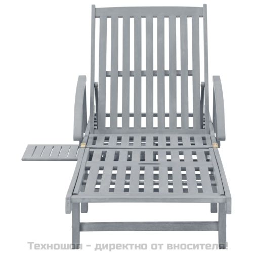 Градински шезлонг, сив, акациево дърво масив