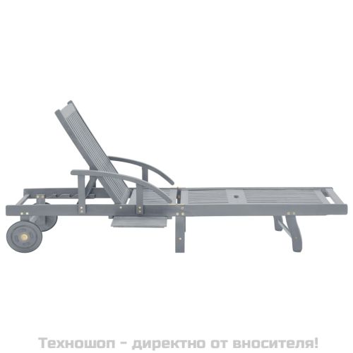 Градински шезлонг, сив, акациево дърво масив