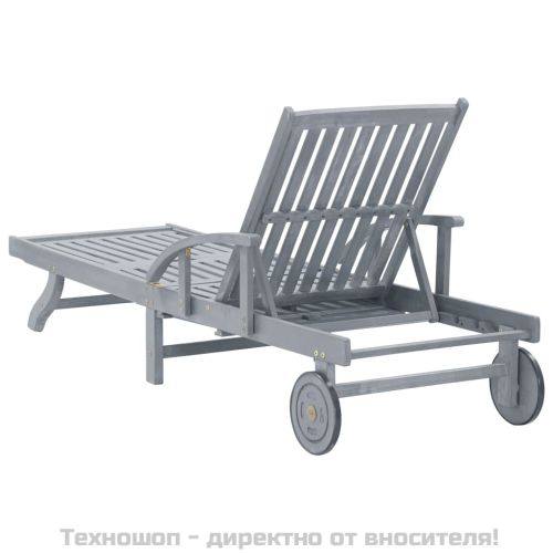 Градински шезлонг, сив, акациево дърво масив