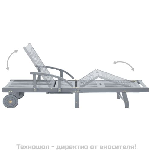 Градински шезлонг, сив, акациево дърво масив