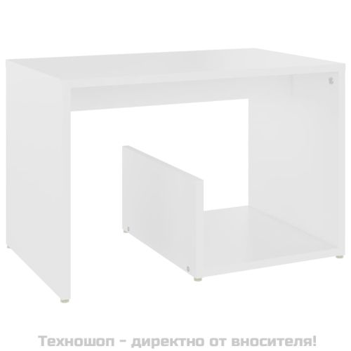 Странична маса, бяла, 59x36x38 см, инженерно дърво