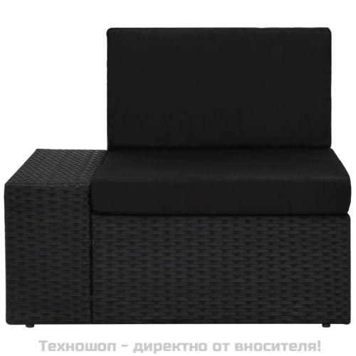 Градински комплект, 3 части, полиратан, черен