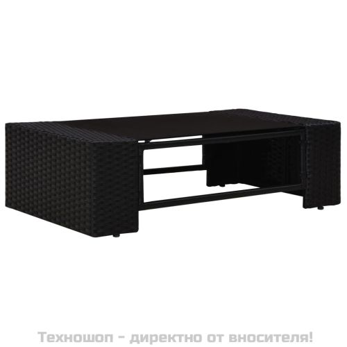 Градински комплект, 3 части, полиратан, черен