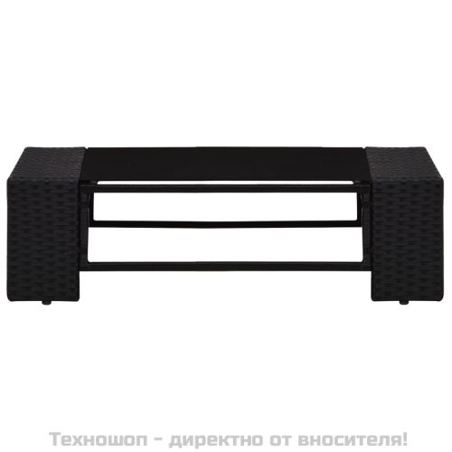 Градински комплект, 3 части, полиратан, черен