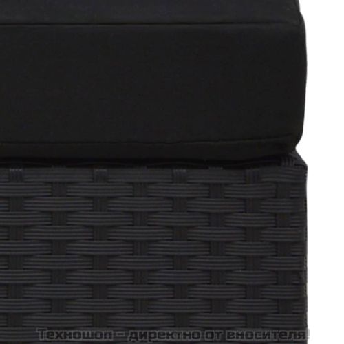 Градински комплект, 3 части, полиратан, черен