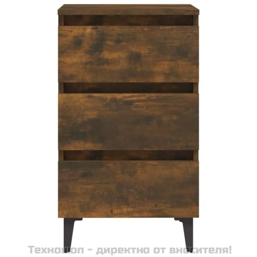Нощно шкафче с метални крака, опушен дъб, 40x35x69 см