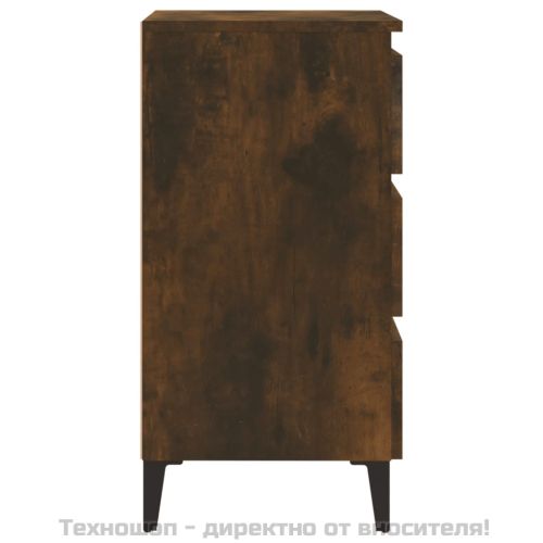 Нощно шкафче с метални крака, опушен дъб, 40x35x69 см