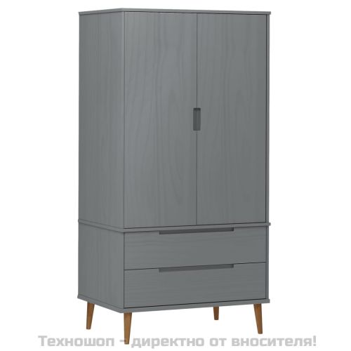Гардероб MOLDE, сив, 90x55x175 см, бор масив