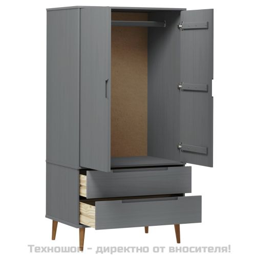 Гардероб MOLDE, сив, 90x55x175 см, бор масив