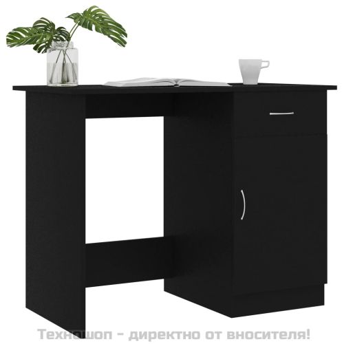 Бюро, черно, 100x50x76 см, инженерно дърво