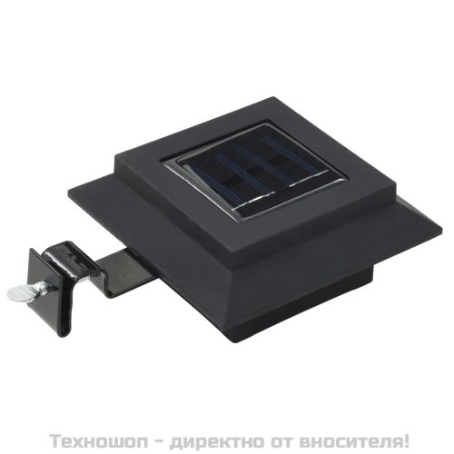 Градински соларни лампи, 6 бр, LED, квадратни, 12 см, черни