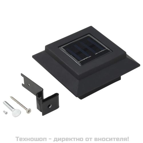 Градински соларни лампи, 6 бр, LED, квадратни, 12 см, черни