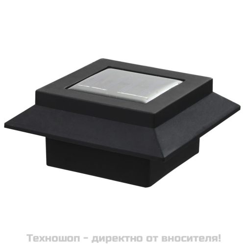 Градински соларни лампи, 6 бр, LED, квадратни, 12 см, черни