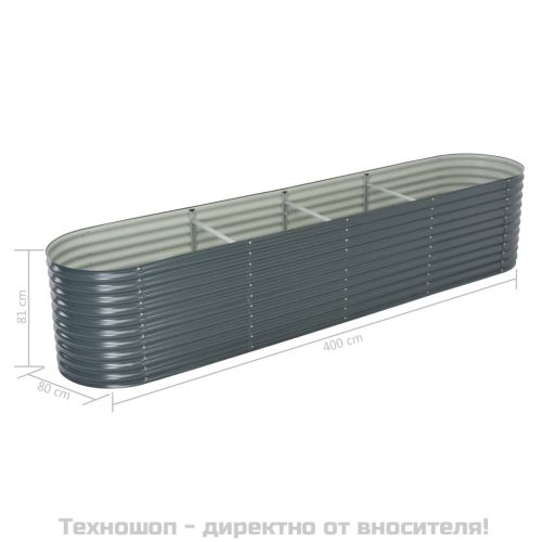 Градинска висока леха 400x80x81 см поцинкована стомана сива
