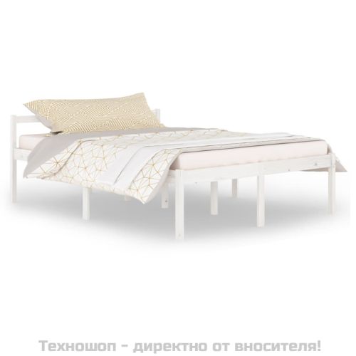 Легло за възрастни хора бяло 150x200 см бор масив