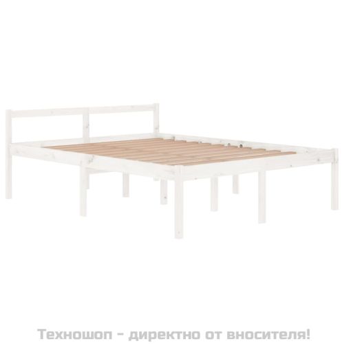 Легло за възрастни хора бяло 150x200 см бор масив