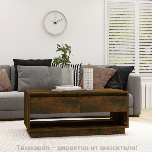 Кафе маса, опушен дъб, 102,5x55x44 см, инженерно дърво