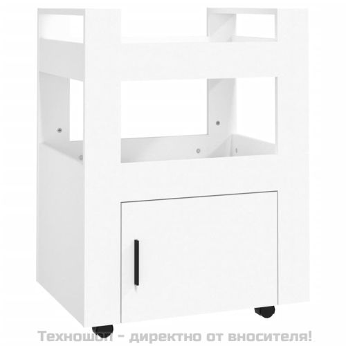 Кухненска количка, бяла, 60x45x80 см, инженерно дърво